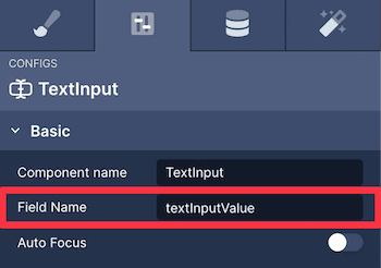 Field Name prop on a TextInput component