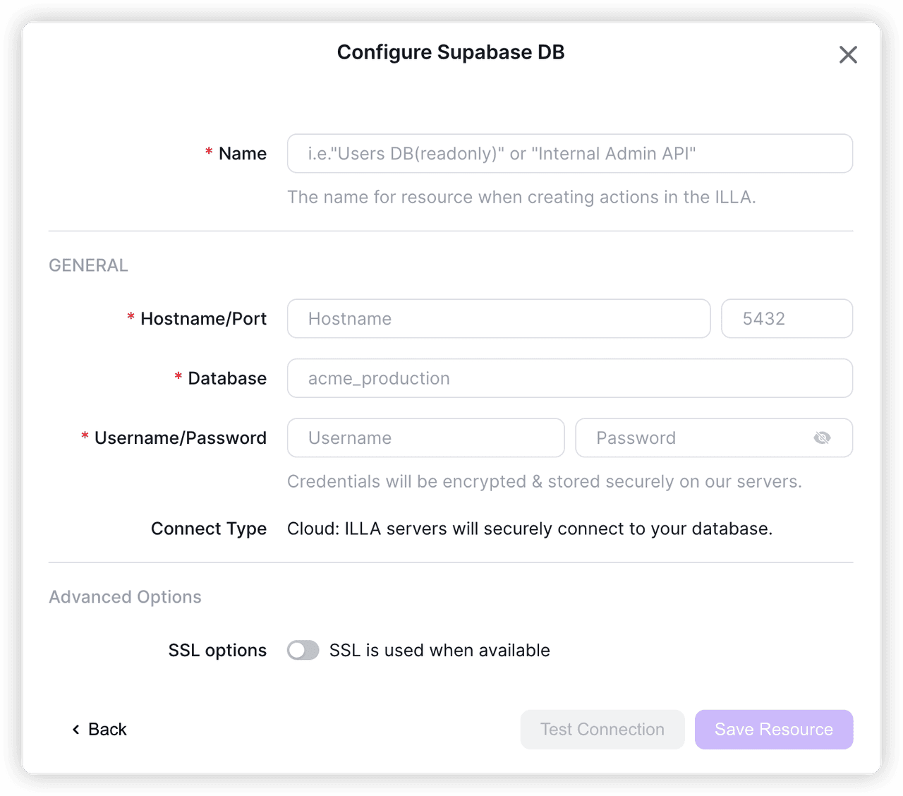 Config Supabase in ILLA