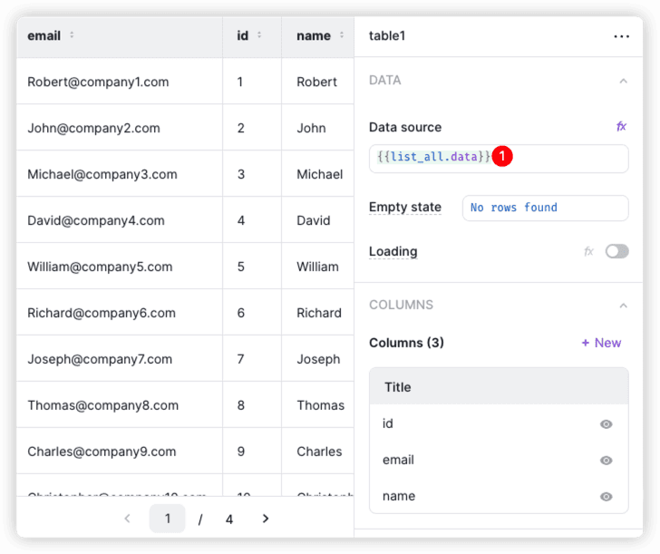 Show Supabase data on ILLA components